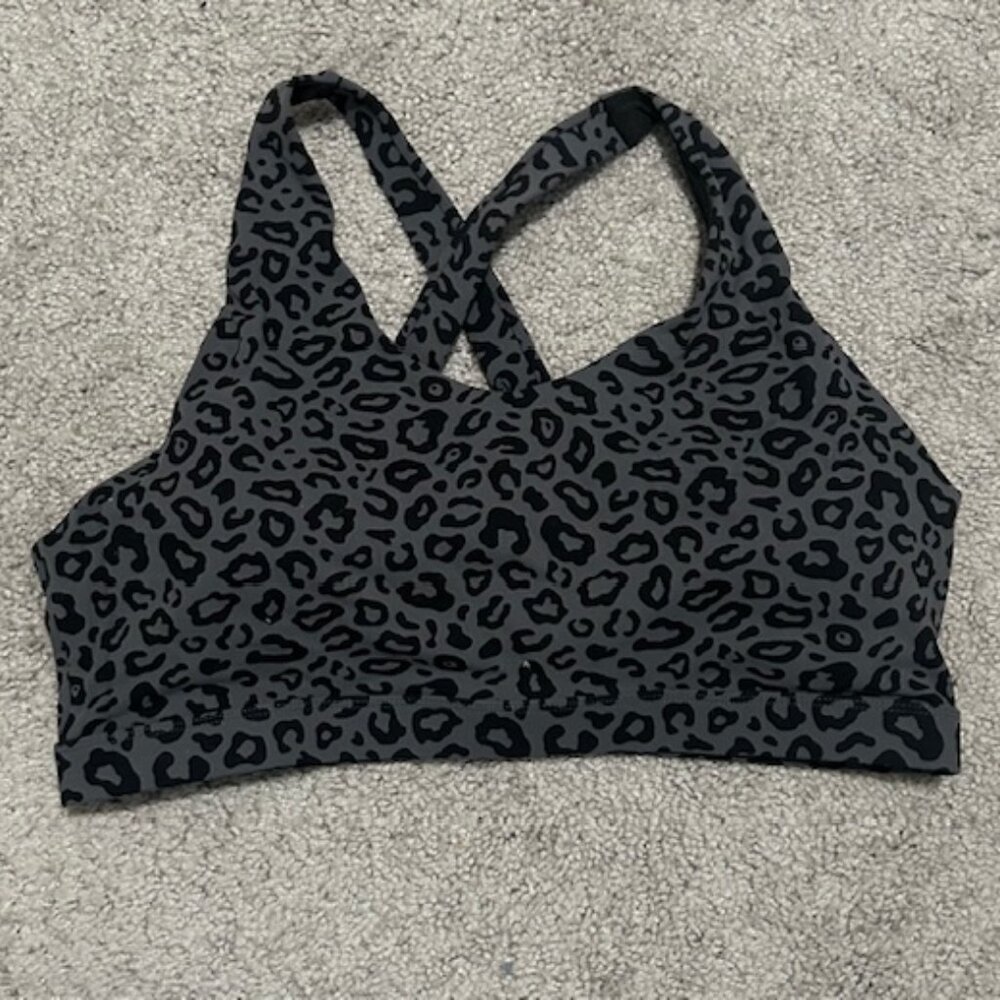 Women's Gray Leopard Print Sports Bra - Like New
